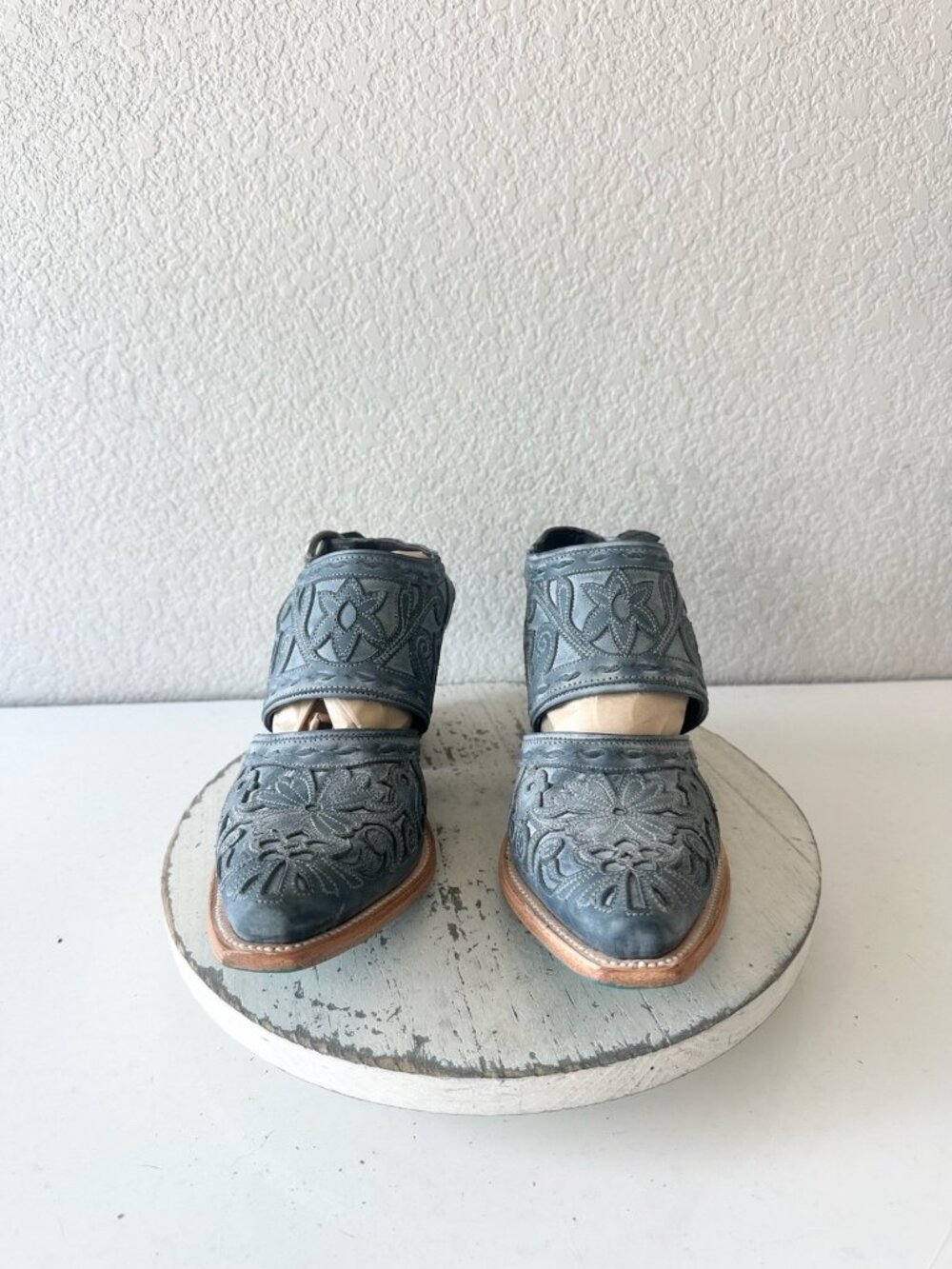 Lane Robin Slingback Mule Womens Cowboy Boots Blue Cowgirl Western Ankle Size 9 - Picture 5 of 12
